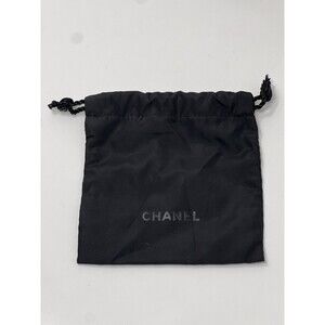 CHANEL Black Drawstring Jewelry Bag Make Up Travel Pouch Small